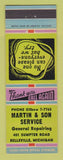 Matchbook Cover - Martin & Son Service Auto Repair Belleville MI