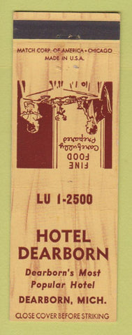 Matchbook Cover - Hotel Dearborn MI