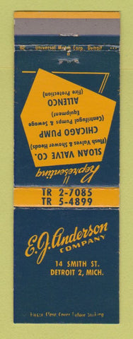 Matchbook Cover - EJ Anderson Company pumps valves Detroit MI