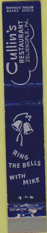 Matchbook Cover - Cullin's Restaurant Zelienople PA 10 Strike