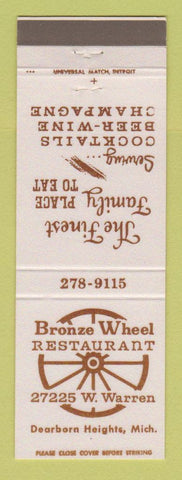 Matchbook Cover - Bronze Wheel Restaurant Dearborn Heights MI