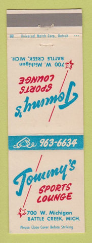 Matchbook Cover - Tommy's Sports Lounge Battle Creek MI