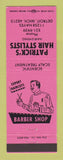 Matchbook Cover - Patrick's Hair Styling Detroit MI