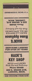 Matchbook Cover - Hack's Home Appliance Key Shop Lansing MI