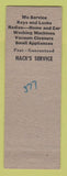 Matchbook Cover - Hack's Home Appliance Key Shop Lansing MI