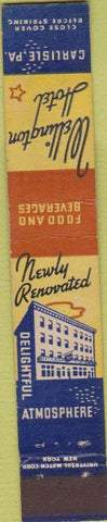 Matchbook Cover - Wellington Hotel Carlisle PA 10 Strike