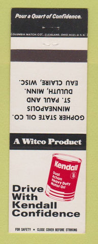 Matchbook Cover - Kendall oil Gopher Minneapolis St Paul Duluth MN Eau Claire WI