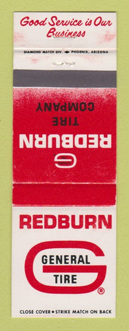Matchbook Cover - Redburn General Tire Phoenix Mesa Tucson AZ WEAR