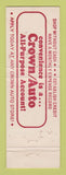 Matchbook Cover - Crown Auto Parts?