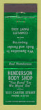 Matchbook Cover - Henderson Auto Body Shop Chattanooga TN WEAR