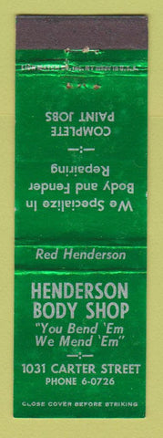 Matchbook Cover - Henderson Auto Body Shop Chattanooga TN WEAR