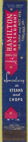 Matchbook Cover - Matchbook Cover Hamilton Restaurant Carlisle PA 10 Strike