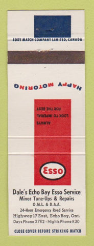 Matchbook Cover - Esso oil gas Dale's Echo Bay ON