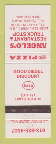 Matchbook Cover - Anelo's Restaurant Esso oil gas pizza Spencerville ON