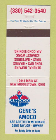 Matchbook Cover - Amoco oil gas Gene's New Middletown OH WEAR