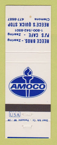 Matchbook Cover - Amoco oil gas Reece Bros Zearing IA Clemons WEAR