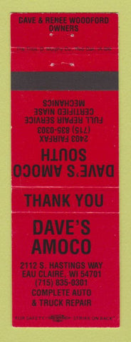 Matchbook Cover - Dave's Amoco oil gas Eau Claire WI