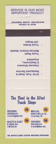 Matchbook Cover - Union 76 oil gas Redding Santa Nella Ontario CA North Bend WA