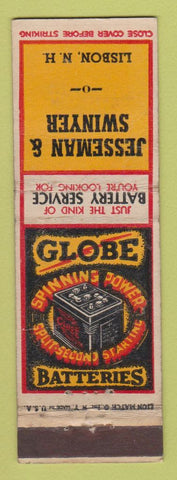 Matchbook Cover - Globe Auto Batteries Jesseman Swinyer Lisbon NH WORN