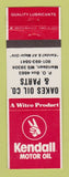 Matchbook Cover - Kendall oil Oakes Auto Parts Meridean MS