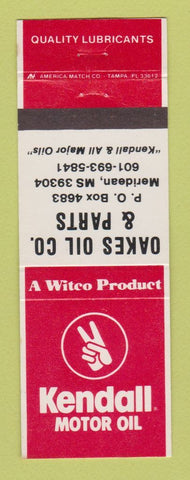 Matchbook Cover - Kendall oil Oakes Auto Parts Meridean MS