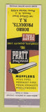 Matchbook Cover - Pratt Mufflers Bobro Newark NJ