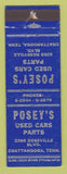 Matchbook Cover - Posey's Used Cars Parts Chattanooga TN WORN
