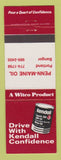 Matchbook Cover - Kendall oil Penn Maine Portland Bangor ME
