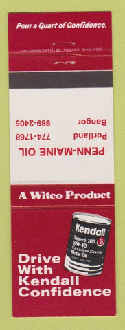 Matchbook Cover - Kendall oil Penn Maine Portland Bangor ME