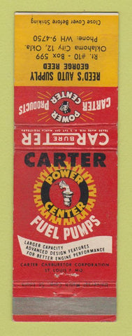 Matchbook Cover - Cater Fuel Pumps Carburetor Reed's Oklahoma City OK