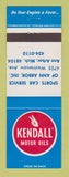 Matchbook Cover - Kendall oil gas Sports Car Service Ann Arbor MI
