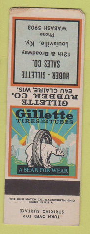 Matchbook Cover - Gillette Tires Huber Louisville KY