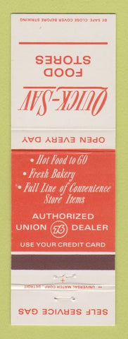Matchbook Cover - Union 76 oil gas Quick Sav Food Stores