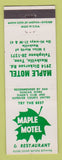 Matchbook Cover - Maple Motel Restaurant Nashville TN