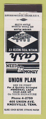 Matchbook Cover - Union Plan Loans Knoxville TN