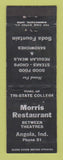 Matchbook Cover - Morris Restaurant Angola IN low phone # WEAR