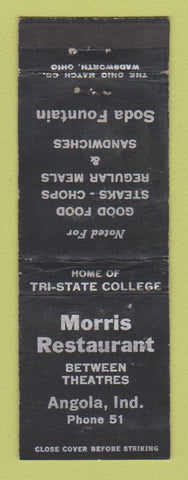 Matchbook Cover - Morris Restaurant Angola IN low phone # WEAR