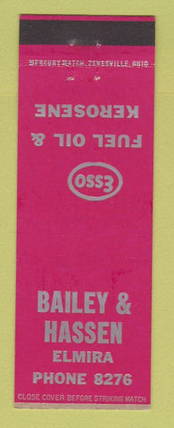 Matchbook Cover - Esso oil gas Kerosene Bailey Hassen Elmira NY