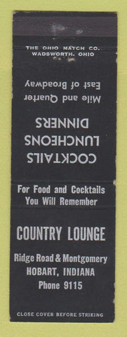 Matchbook Cover - Country Lounge Restaurant Hobart IN