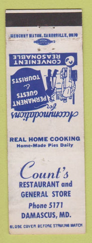 Matchbook Cover - Count's Restaurant Damascus MD