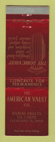 Matchbook Cover - American Vault Burial Funeral Cleveland OH WEAR