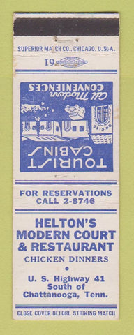 Matchbook Cover - Helton's Modern Court Restaurant motel Chattanooga TN