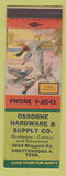 Matchbook Cover - Osborne Hardware Supply Chattanooga TN