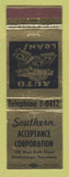 Matchbook Cover - Southern Acceptance Corp Loans Chattanooga TN