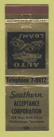 Matchbook Cover - Southern Acceptance Corp Loans Chattanooga TN