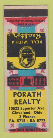 Matchbook Cover - Porath Real Estate Cleveland OH