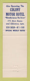 Matchbook Cover - Colonial House Motel Cleveland OH