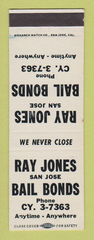 Matchbook Cover - Ray Jones Bail Bonds San Jose CA