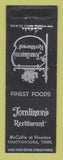 Matchbook Cover - Tomlinson's Restaurant Chattanooga TN WEAR