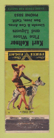 Matchbook Cover - Kurt Keltner Liquor San Jose CA pinup WEAR